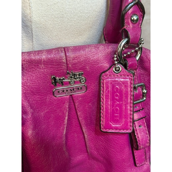 Coach Madison Lindsey Satchel Magenta Pink Leather Handbag 21222 - Picture 2 of 8